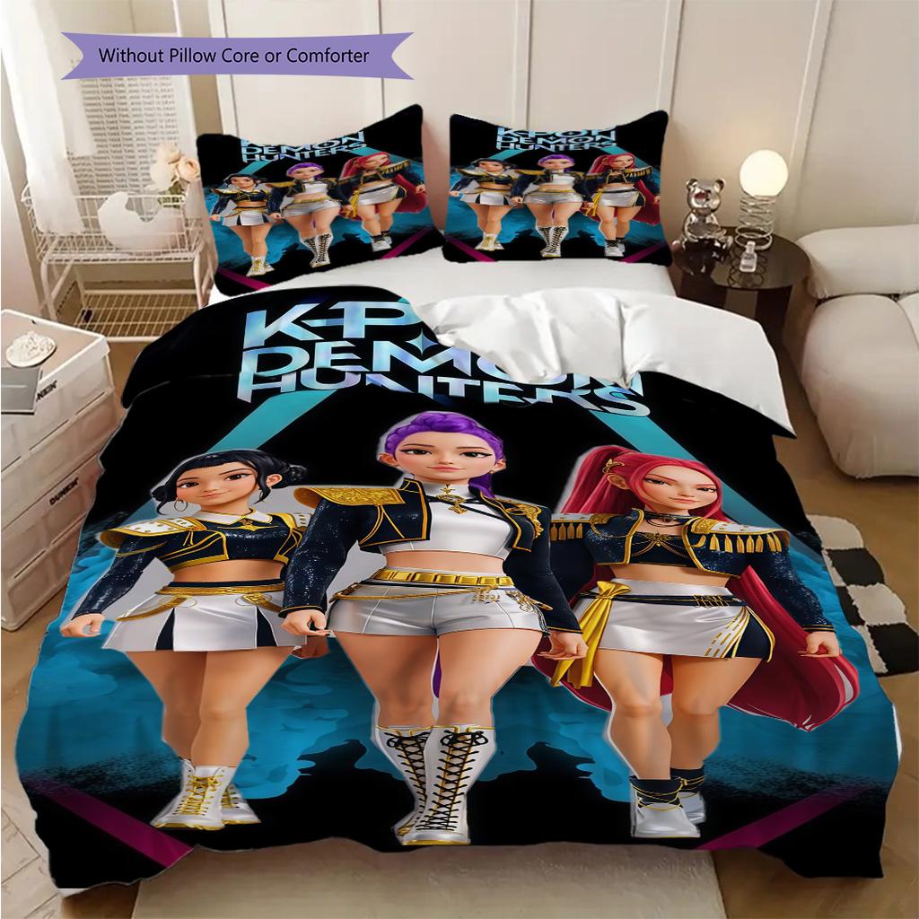 Vibrant Artistry Colorful Characters Unite Three-piece set(1 * duvet cover + 2 * pillowcase, without core)Bedding set Christmas birthday gift