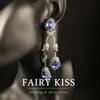 Elegant and Atmospheric Long Flower Blue Rhinestone Diamond Stud Earrings Earrings, Exquisite Temperament and High-end
