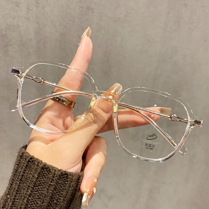Round Face Glasses For Women With Myopia Can Be Matched With Degrees, Plain Face And White, Cold Brown Eye Frame, Frame.