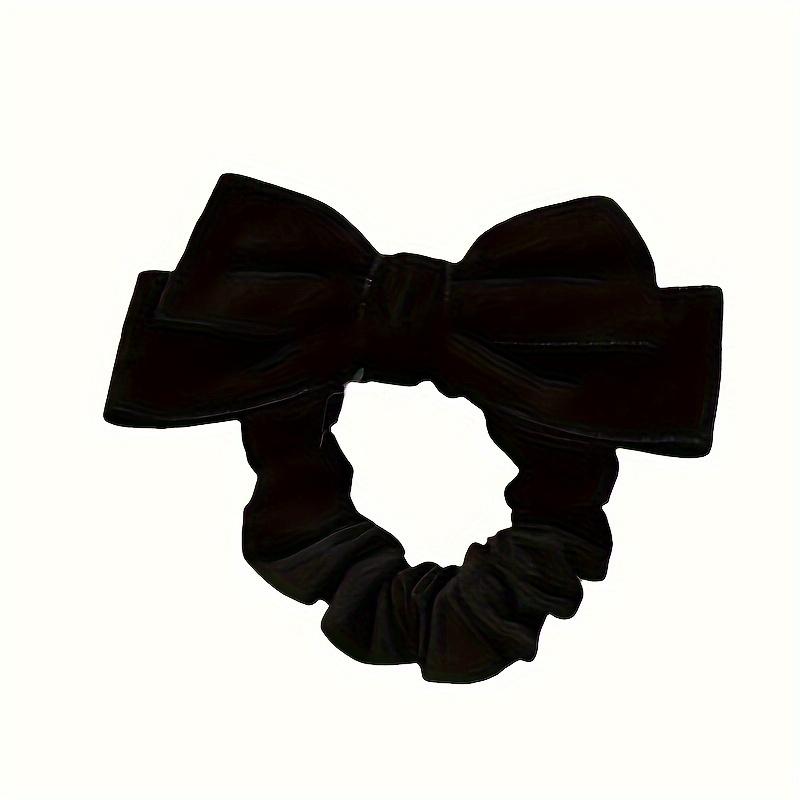 Élégant Chouchou Bandeau Nœud en Velours Noir - Style Doux Couleur Unie Accessoire Anneau à Cheveux pour Femmes, Adolescentes, Rentrée Scolaire
