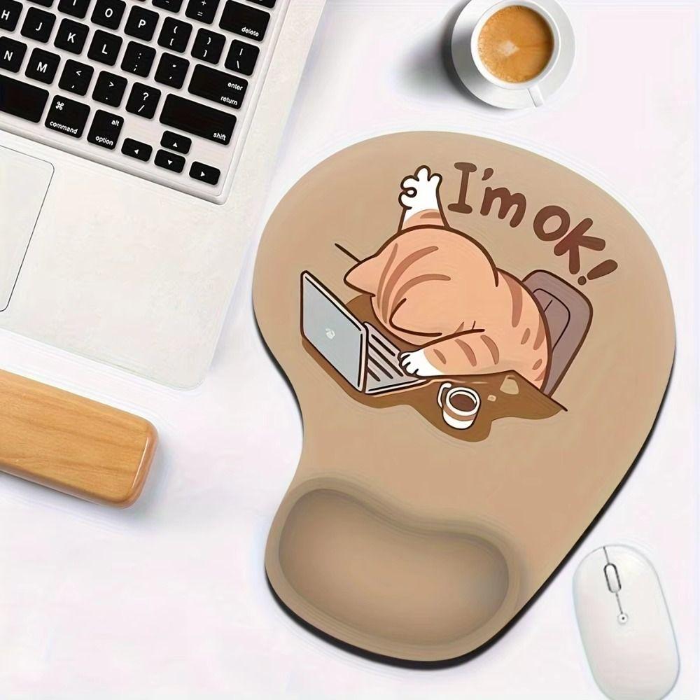 Comfortable Cat Mouse Mat Cute Cartoon Wrist Support Pad Black Cat Animal Mouse Pad Home Office