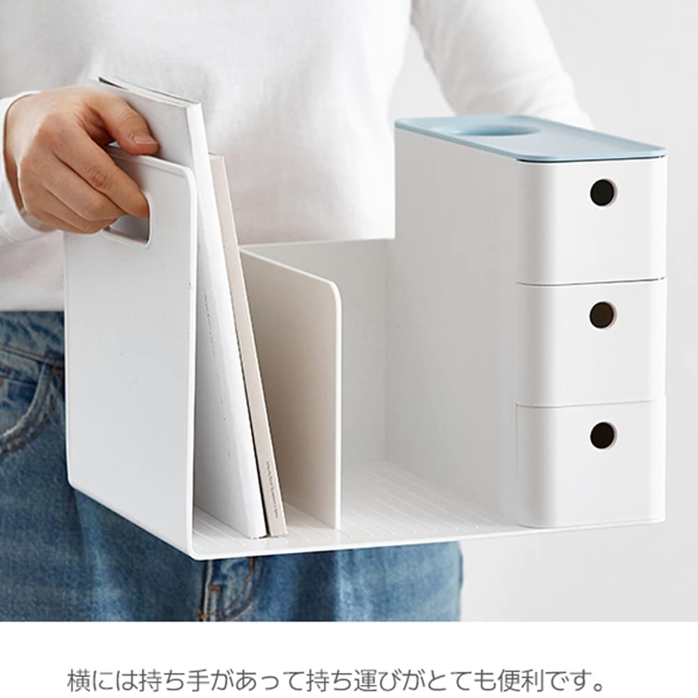 Teijin LITEM. Desk Organizer, Cool Gray, Multi-functional Book Stand, Pen Holder, Storage Box, Small Item Storage, Tabletop Storage, Stationery