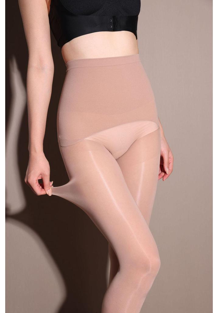 Glossy Crotchless Black Stockings: Seamless, Anti-Snag, Apple-Shaped Fit.