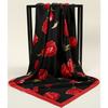 Summer Casual Rose Printed Hijab Bandana Square Satin Silk Scarf For Muslim Woman Hairband Ladies Wraps Headband 85*85Cm