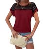 Spring Summer Women's Lace Round Neck Loose Shoulder Short Sleeved Women's T-shirt