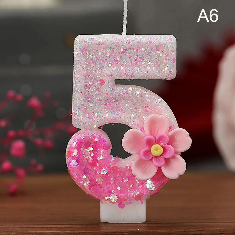 Geburtstagskerze Kuchenaufsatz Farbwechsel Kreative Zahlen 0-9 Kerze Blumen Zahlenkerzen Mädchen Geburtstagsparty Dekoration