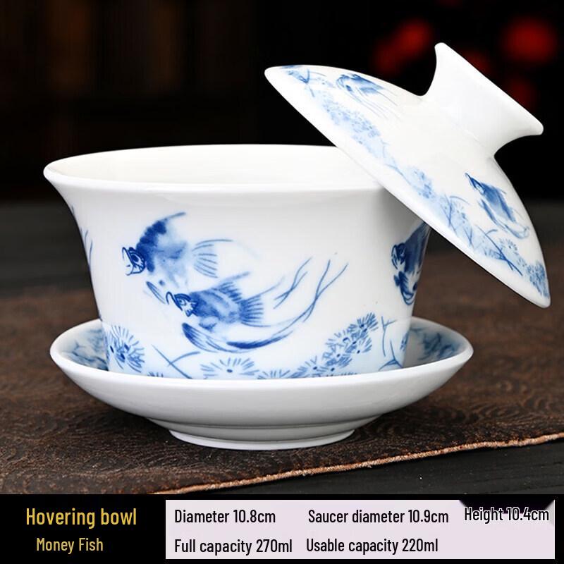 High-Grade Ceramic Rotating Lid Gaiwan Tea Cup