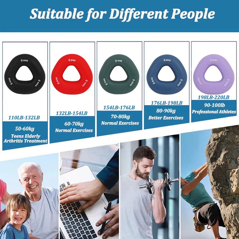 Silicone Hand Muscle Strengthener Ring Arm Carpal Strength Exerciser Hand Grip Finger Wrist Expander Workout Gripper 220LBS