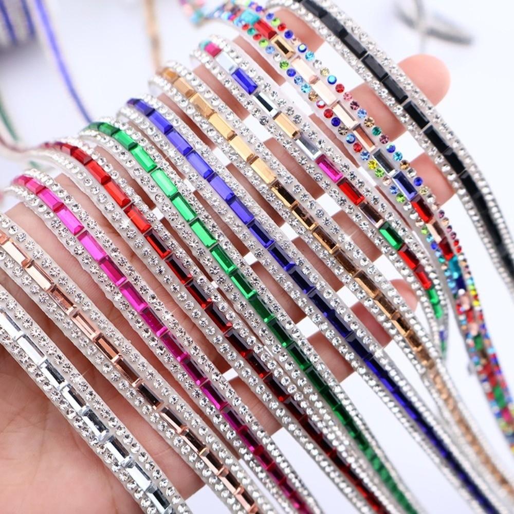 Rhinestone Trim Colorful Crystal Strip Self Adhesive Flexible Rhinestone Strip DIY Supply Shiny Apparel Accessory Bag Decor