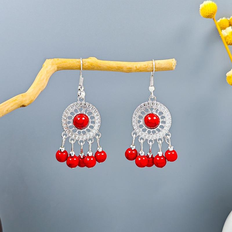 Несколько креативных геометрических серег, винтажные богемные серьги с бирюзовой кисточкой