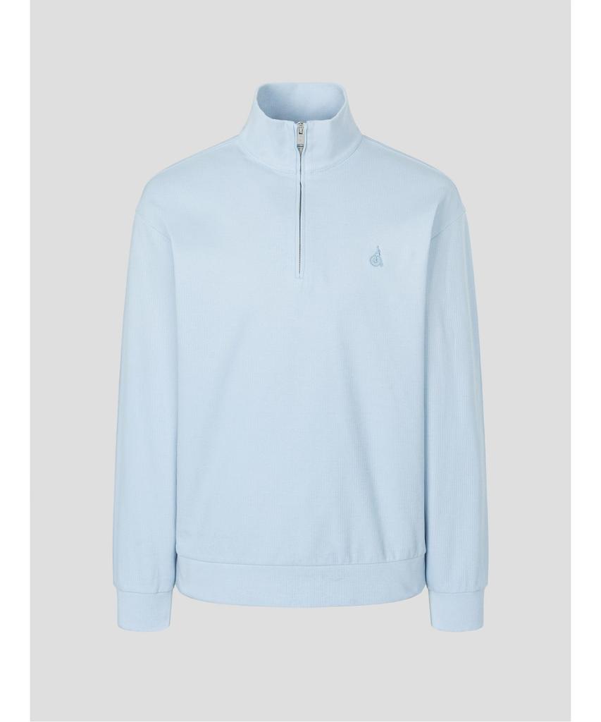 Binpolmen Textured Quarter-Zip Long Sleeve T-Shirt Sky Blue