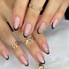 24 Pcs Wine Red Almond Press On Nails Medium Length Full Cover False Nail Tips Simple Wearable Manicure
