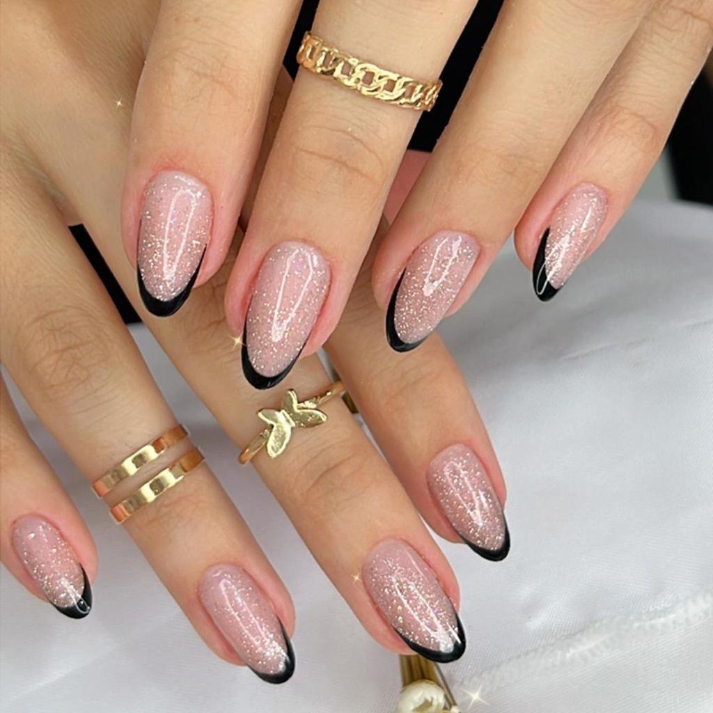 24 Pcs Wine Red Almond Press On Nails Medium Length Full Cover False Nail Tips Simple Wearable Manicure