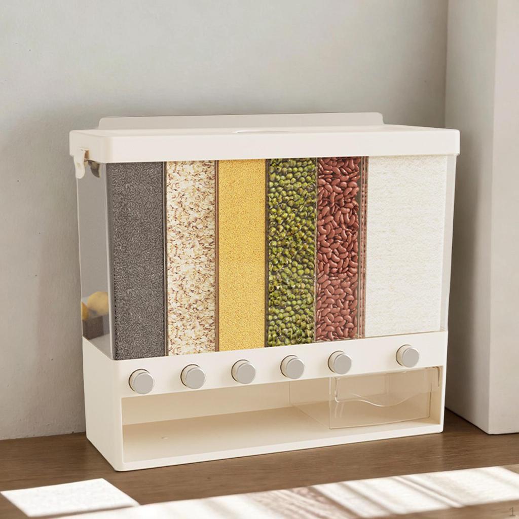 Cereal Dispenser Rice Storage Bucket Divided 10kg Large Multifunctional Dry Food
