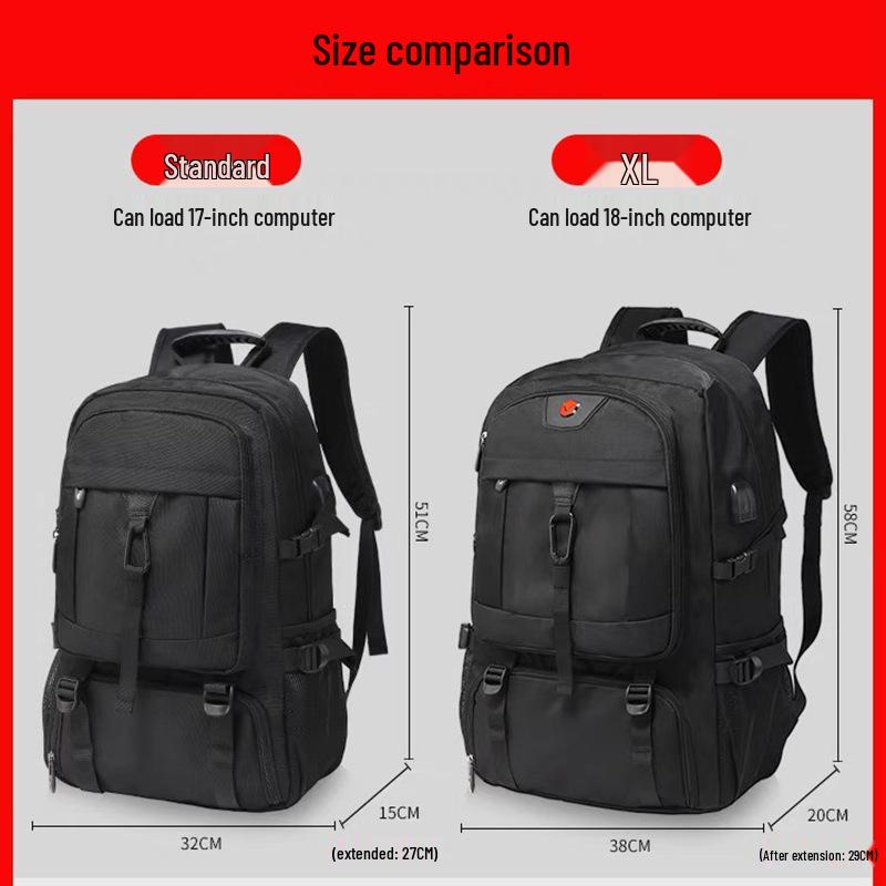 Men's Extra Large Expandable Travel Backpack with Multi-Compartment Storage