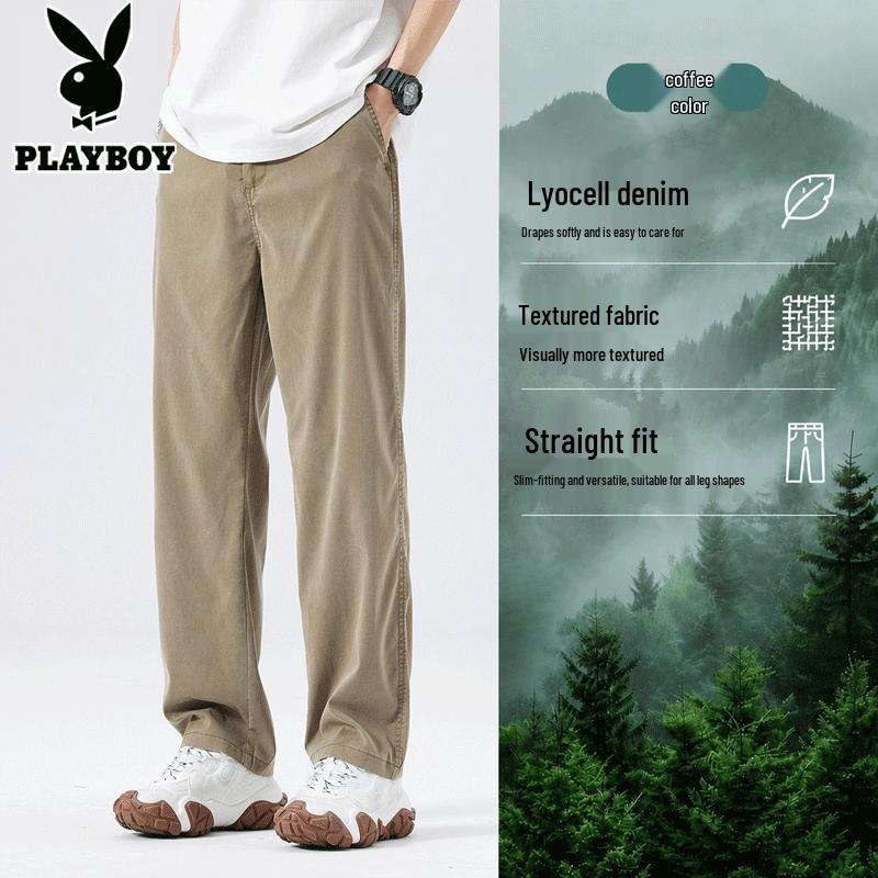 Playboy Men's Lyocell Blend Summer Straight-Leg Casual Pants