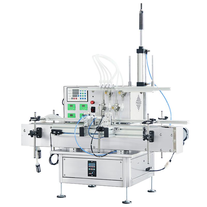 ZONESUN ZS-DTMP4AL Benchtop Automatic Four Injectable Heads Foamy Soap Liquid Essential Oil Drink Juice Bottle Filling Machine