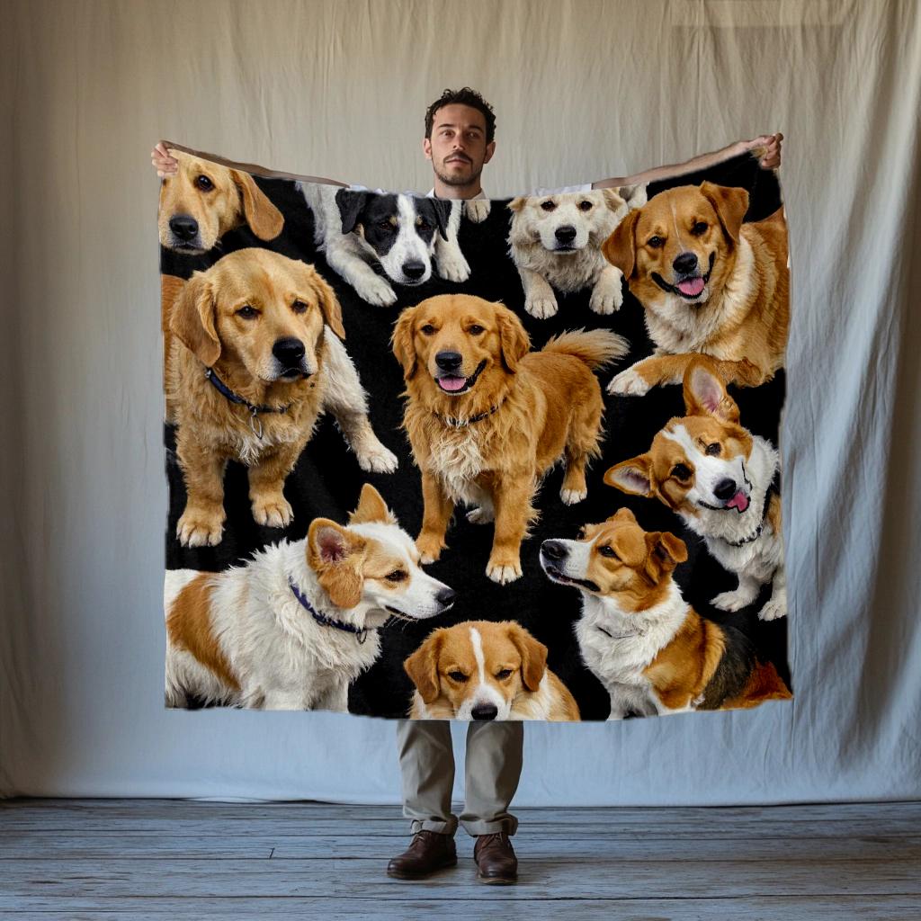 Cute Pet Dog Fashion Blanket Printed Throw Fashion Blanket Plush Fluffy Flannel Fleece Fashion Blanket Soft Throws for Sofa Couch and Bed