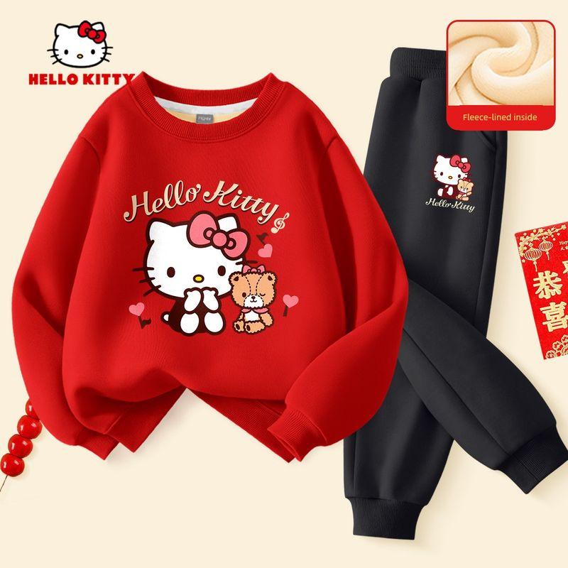 Hellokitty Girls' Winter Clothing Set 2025 New Fashionable and Stylish Children's Clothes for New Year Celebrations and New Year Greetings