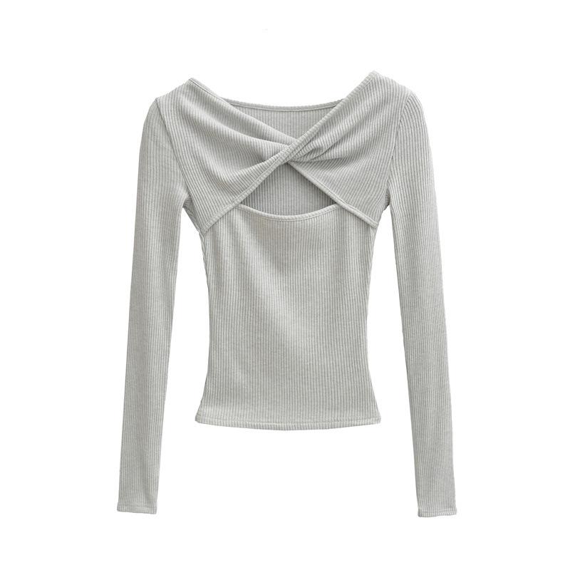 

Женская футболка с витым полым дизайном и длинным рукавом - Сексуальная, Стильная и Элегантная для Весны 2026 S