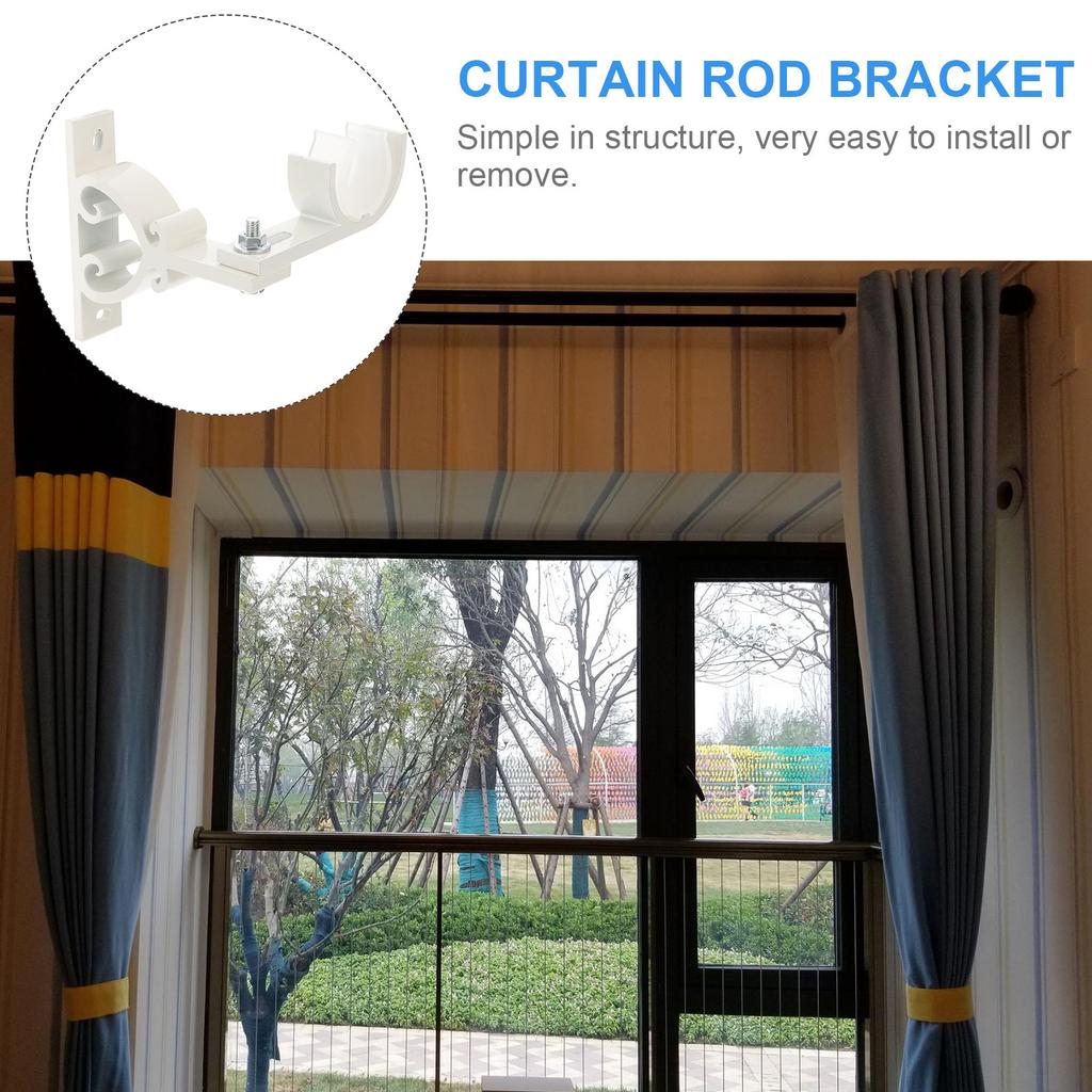 2Pcs Aluminum Curtain Rod Brackets Heavy Duty Holders for Window Drapery Rod Fixing Tools Home Supply Home Decor