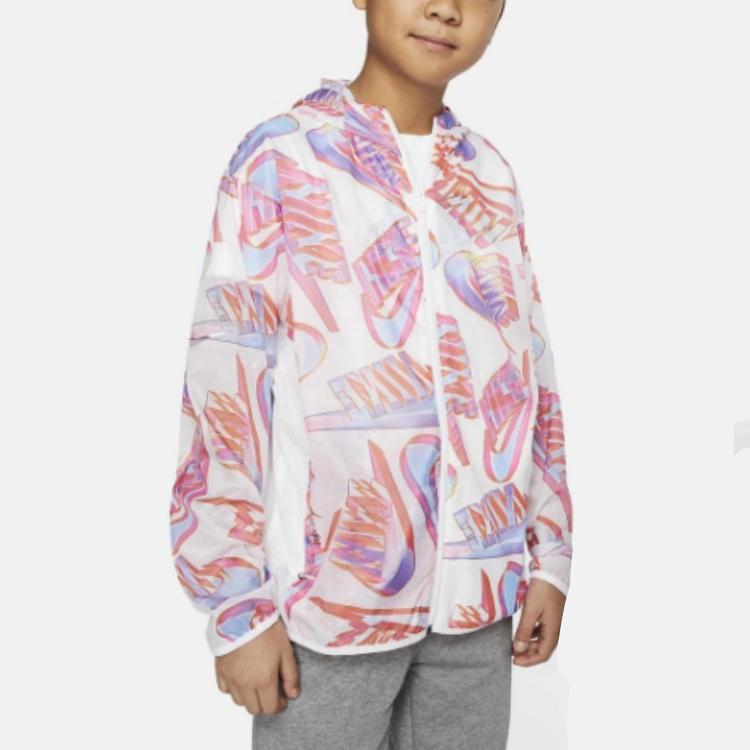 Nike Full Print Hooded Zip Jacket Kids Jackets White CK1335-100