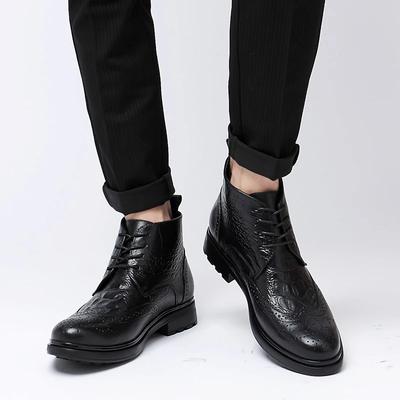 Mode Echtes Leder Mode Herrenschuhe Retro Lässige Herrenstiefel Allround Motorrad Stiefeletten Herren Winter Warm Winter Brogue Schuhe