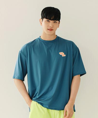Tyubeuteuli Men'S Basic Loose Fit Short Sleeve Rash Guard A604 Coral Blue