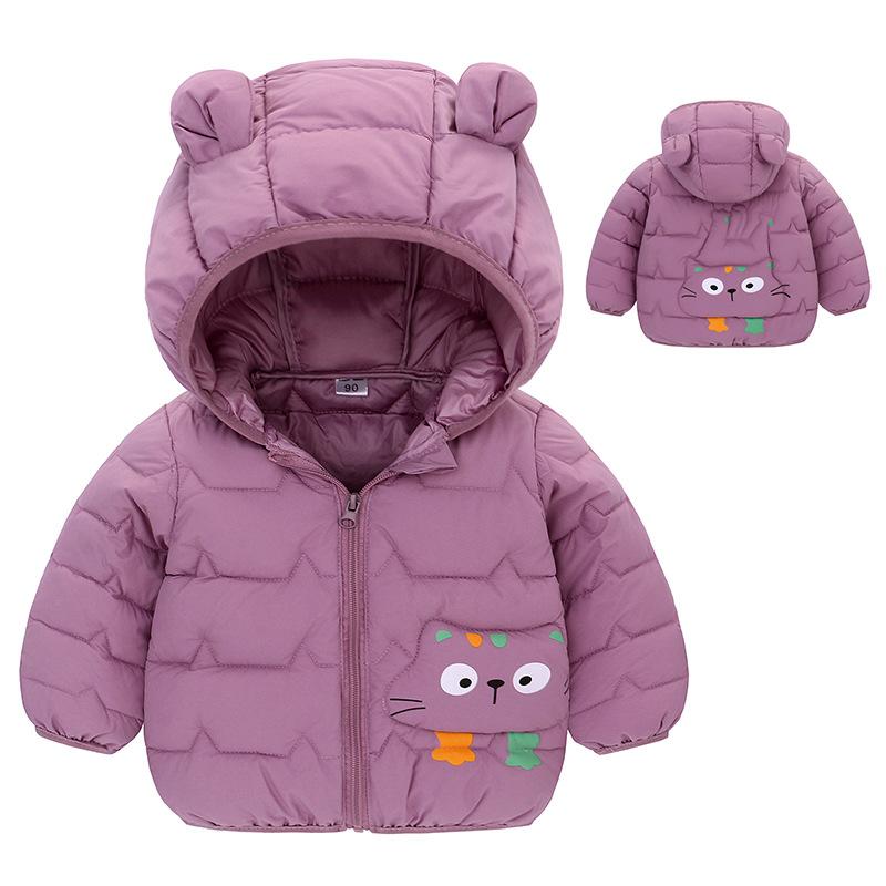 Autumn Winter Baby Down Cotton Jacket Winter Cute Cartoon Coat Boys Girls Hooded Warm for Children's Outerwear