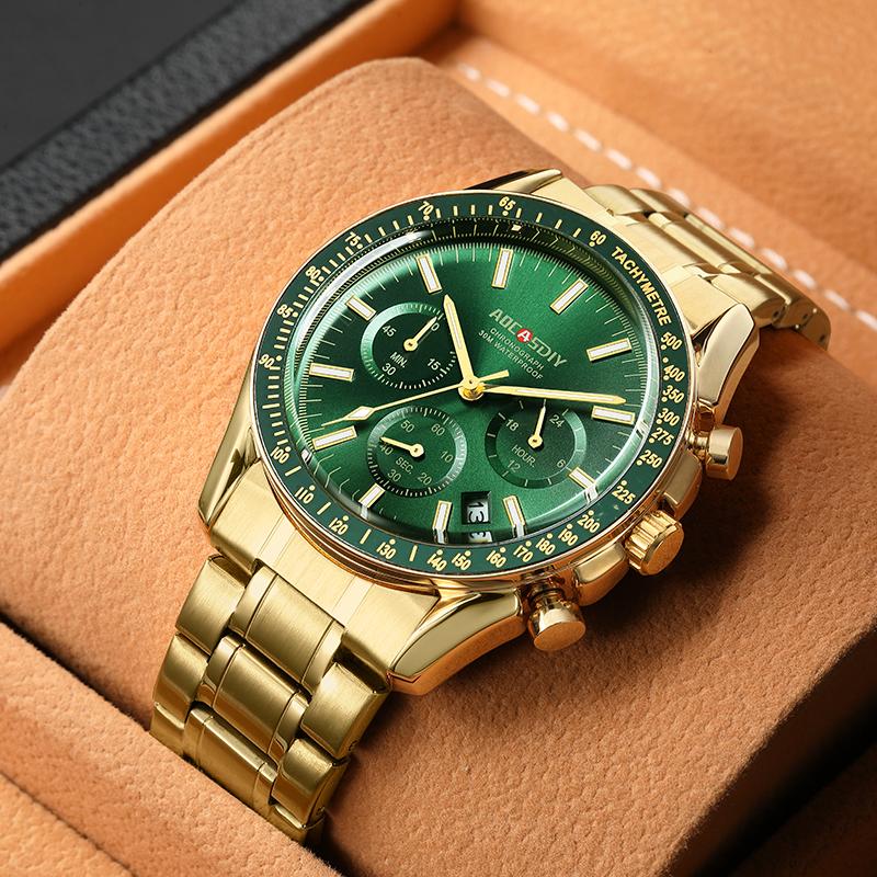 Men's Watches Luxury Round Quartz Wristwatch Waterproof Chronograph Watch for Men Auto Date Clock