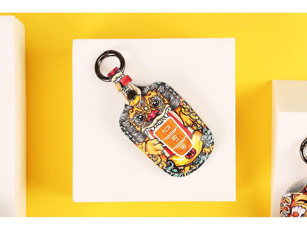 Guochao Handmade Genuine Leather Key Bag for Toyota Custom Gifts