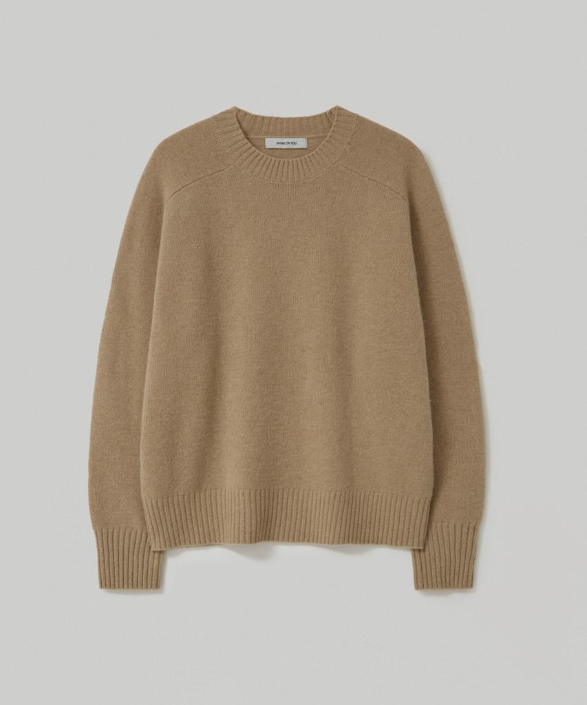 SHINE ON YOU 100% Rws Extra Fine Merino Wool Raglan Knit_Navy, Camel