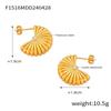 Qiong Yao Sweet Heart Titanium Steel Earrings with Geometric Stripe Design, Gold-Plated Studs for Elegant Style