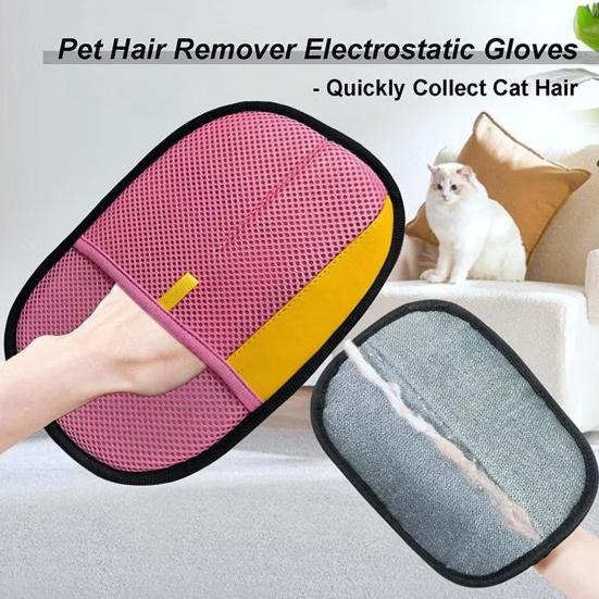 Pet Hair Removal Glove for Cats Dogs Electrostatic Grooming Gloves Reusable Animal Fur Removal Tool for Couch Furniture Carpet Car Seats Clothing