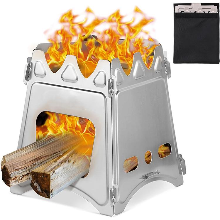 Oem Camping Wood Stove Folding Lightweight Stainless Steel Wood Burning Stoves Portable Backpacking Stove For Outdoor Picnic