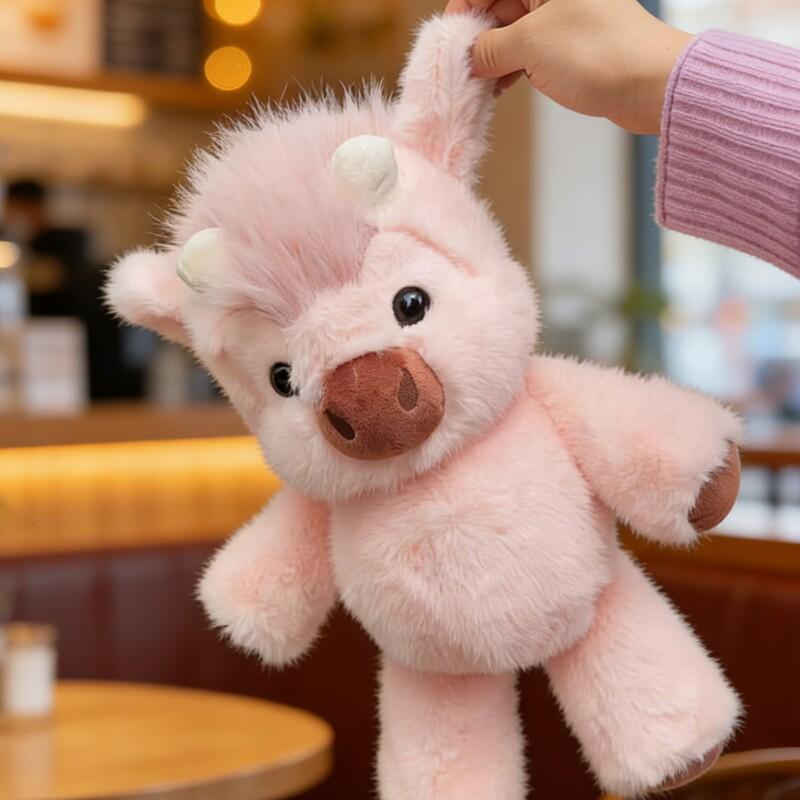 45cm Cute Highland Cow Plush Toy Soft Huggable Running Stuffed Animal Soothing Companion Doll 40cm розовый