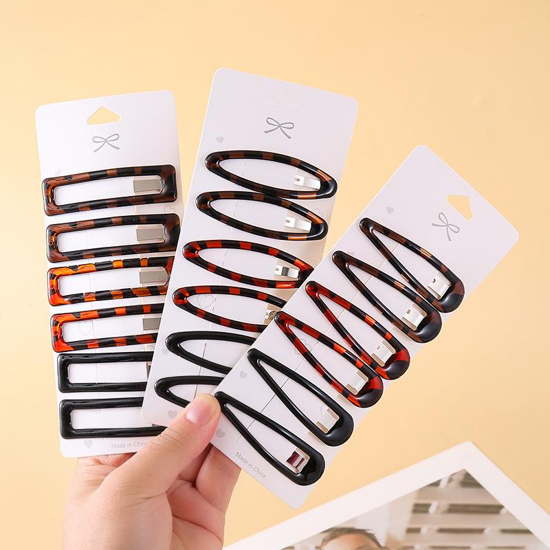 6pcs/set Vintage Amber Hair Clip for Women Temperament Side Bangs Clip Girl BB Clip