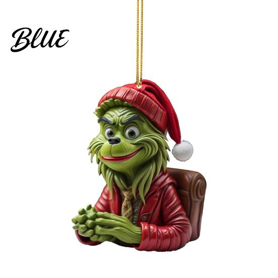 Acrylic Christmas Ornament Green Hair Elf Decoration Reusable Holiday Decor Xmas Tree Car Rearview Mirror Hanging Pendant Party Supplies Gift Durable