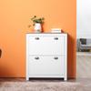 Mobiletto Portascale a 2 Cassetti Moderno Stretto Organizzatore in Legno per Corridoio con Ante a Ribalta Scaffale Regolabile per 6-12 Paia, Bianco
