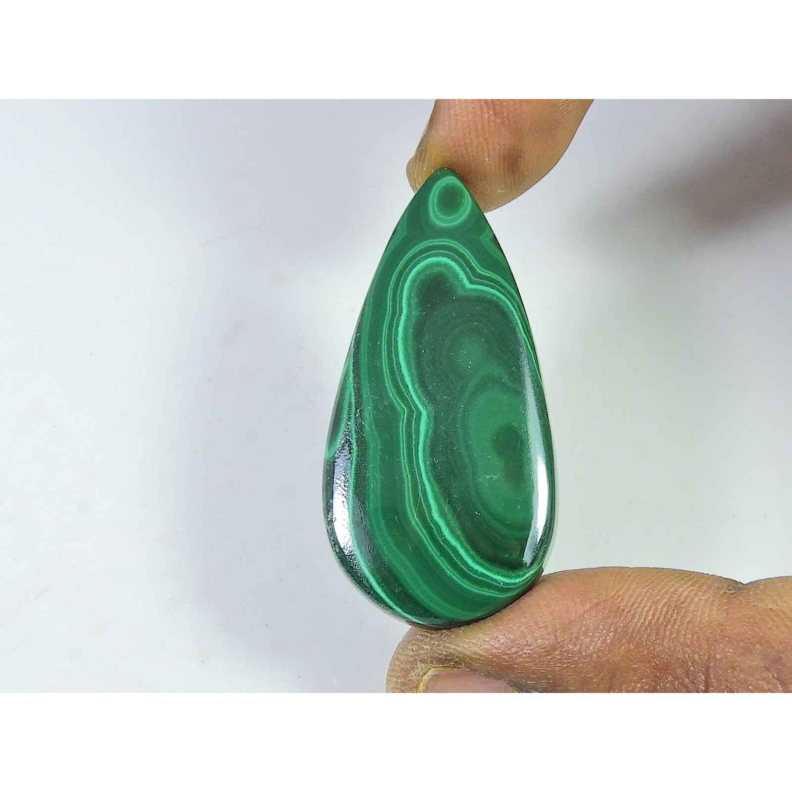 

47Cts. Натуральный зеленый малахит груша кабошон россыпью драгоценный камень 20X40X04 мм SK-2039