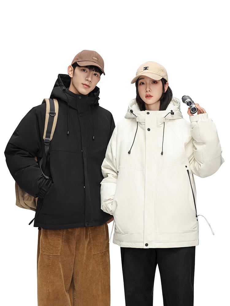 Men's 2025 Stylish Solid Color Hooded Windproof Down Jacket