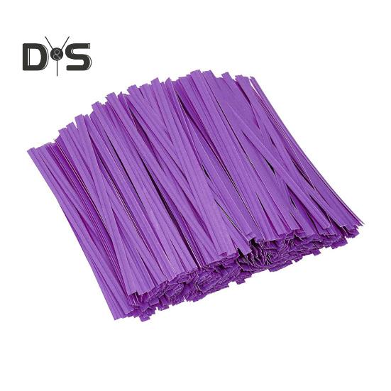 

1000 шт. крафт-бумага стяжек-перевязок многоразового использования с проволочным сердечником гибкие кабельные стяжки для упаковки хлеба торта конфет праздничные сувениры фиолетовый