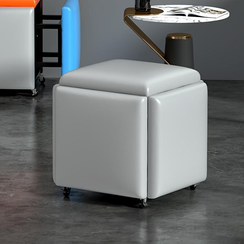 

Комбинация 5 в 1 Креативный кубик Рубика Маленький табурет на колесиках для обеденных стульев, прикроватных тумбочек, подставка для ног, декоративная оттоманка серый