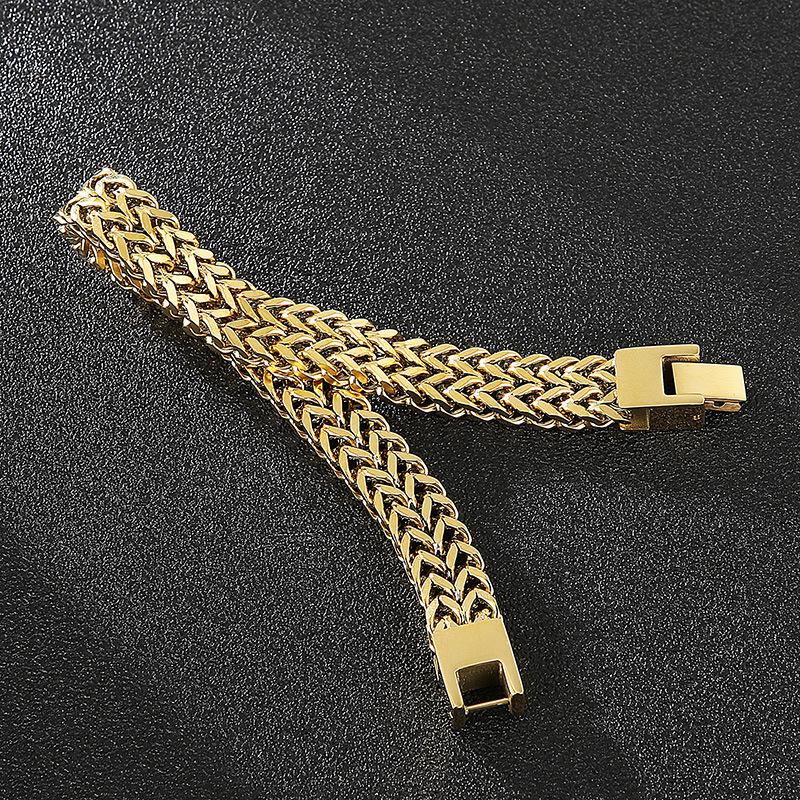European and American Simple Personalized Street Shooting Double -row Dragon Bone Titanium Steel Men's Bracelet