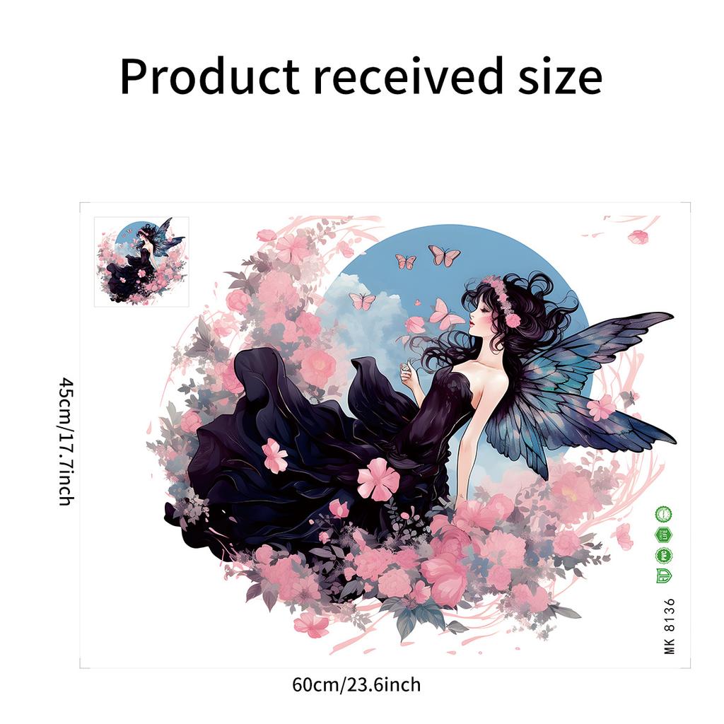 Cute Cartoon Fairy Girl with Flowers Butterflies Wall Sticker for Girls Room Dorm Decoration Friends Bedroom Decor