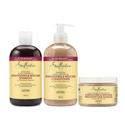 Shea Moisture Jamaican Black Castor Oil Shampoo 384ml + Spülung 384ml + Haarmaske 326g