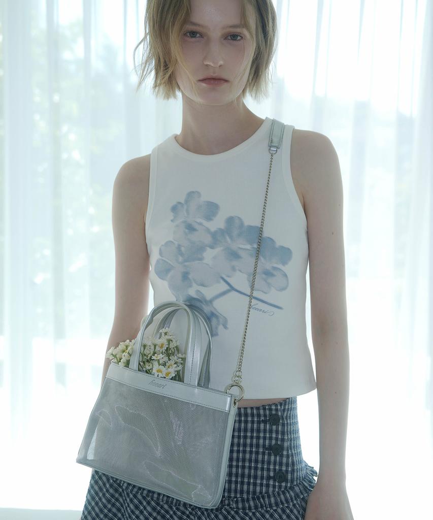 Heeari Marie Mesh Crossbody Tote Bag_Silver