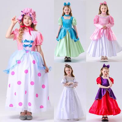 Girls Beauty Princess Dress Pink Blue Cosplay Costume Long Dresses Dress Up Clothing Performance Party Birthday Halloween Christmas Gown Kids Children