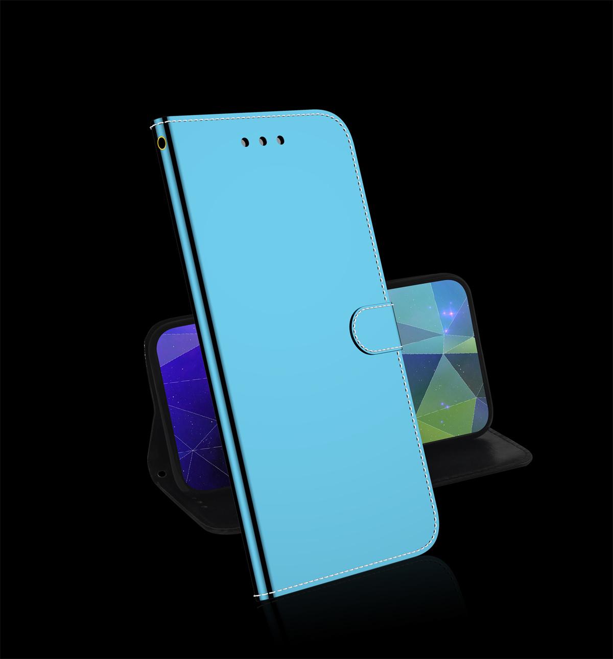 

Флип-кошелек из искусственной кожи с синей зеркальной технологией для iPhone Samsung Huawei Xiaomi LG Moto Infinix TECNO... Подходит для более чем 900 моделей телефонов