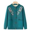 Embroidered Velvet Cardigan for Middle-aged & Elderly Women - Cozy Winter Sweater